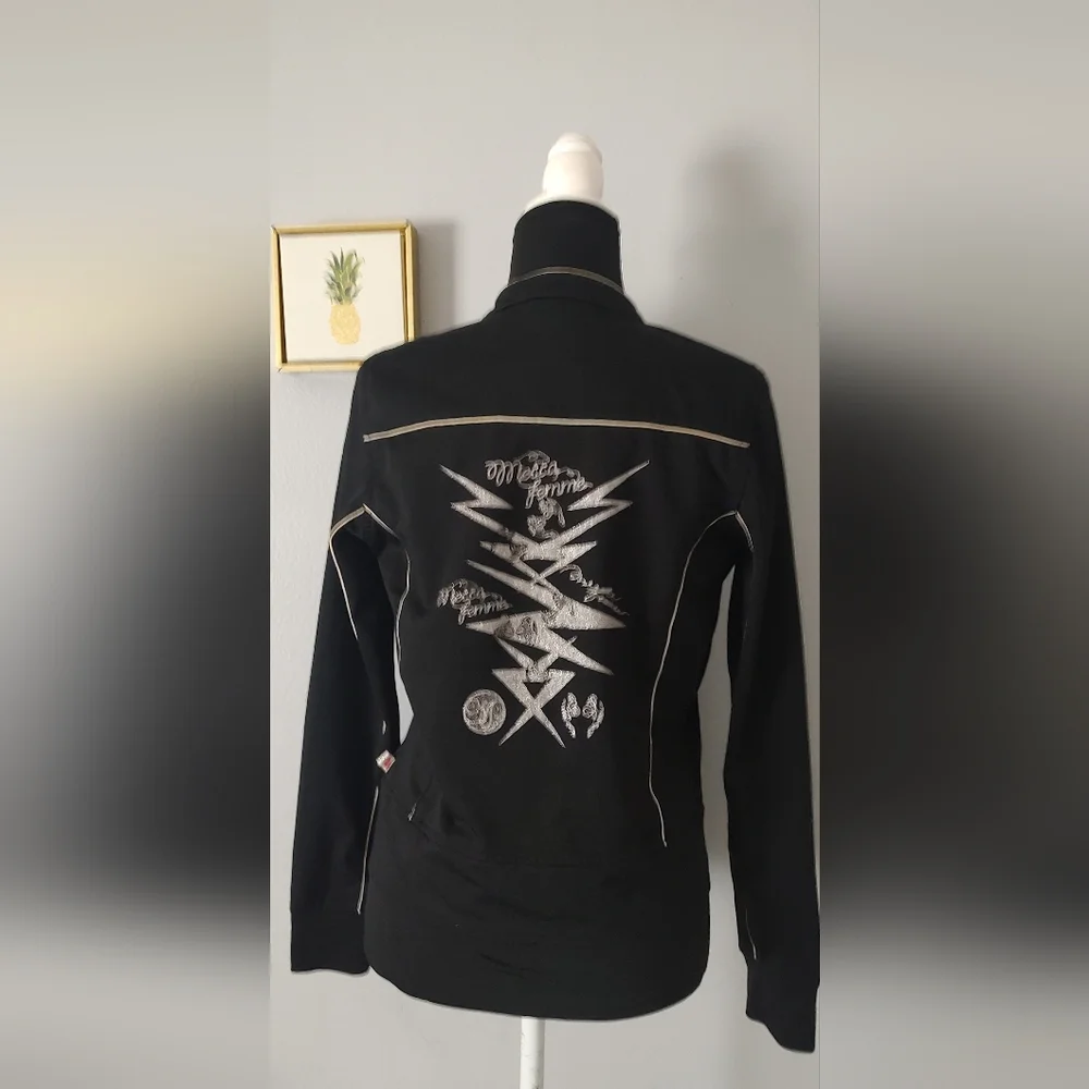 Jacket Women  Mecca  Femme  Vintage Black Zipper Front Size Large  Graphics